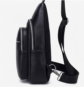 Men's Genuine Leather Sling Bag Crossbody <b>Chest</b> Pack Travel Shoulder Bag - Product Image 3