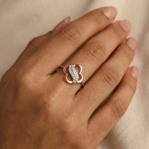 Anillo de oro amarillo macizo con diamante natural radiante de 0.08 quilates, color H-I, corte brillante redondo, claridad VS-SI, para mujer, joyería fina. - Product Image 1