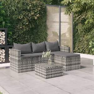 Ensemble de salon de jardin en rotin PE anthracite, acier thermolaqué couleur gris - Product Image 1