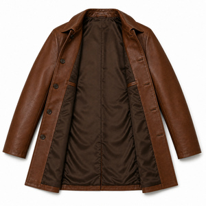 Chaqueta de Cuero Personalizada para Hombre, Chaqueta de Motociclista de Cuero Genuino, Abrigo Vintage de Moda para Invierno, Proveedor Mayorista OEM ODM - Product Image 4