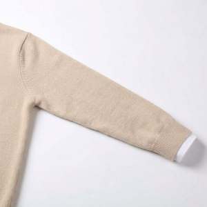 เสื้อสเวตเตอร์ไหมพรมอะคริลิคคอกลมสีครีมสำหรับผู้ชาย แบบคลาสสิก แขนยาว ปลายแขนแบบริบ  ลำลอง สั่งทำได้ - Product Image 5