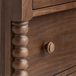 Commode à 7 tiroirs en bois massif moderne, meuble de rangement vintage pour chambre à coucher, finition noyer - Product Image 6