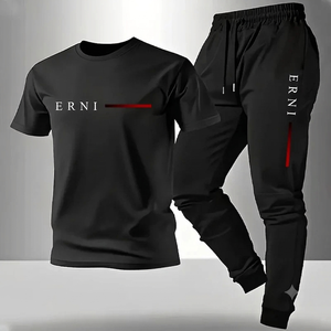 Conjunto Deportivo de Punto Estampado para Hombre, Primavera-Verano 2026, Camiseta y Pantalones Cortos, Estilo Casual para Diario - Product Image 1