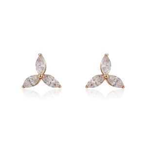 Boucles d'oreilles clous trio en diamant taille marquise 100 % naturel de qualité supérieure, bijoux minimalistes pour tous les jours, unisexe, en or jaune pur 14 carats - Product Image 1