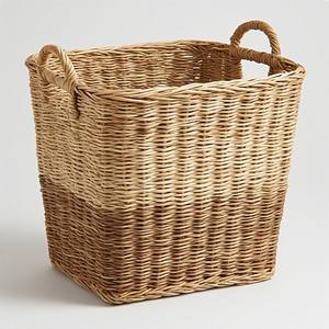 Panier de rangement rustique en jonc de mer naturel avec poignées, durable pour l'organisation de la cuisine, des couvertures, des jouets et des essentiels quotidiens - Product Image 1