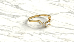 Bague minimaliste en or 18 carats avec diamant rond taillé, bande incurvée, empilable, pour mariage, avec diadème, rehausseur de bague, bijoux fins, cadeau pour femme - Product Image 3