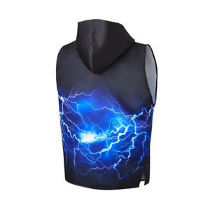 Gilet de boxe sans manches à capuche avec motif éclair, pour performance et entrée de combattant - Product Image 2
