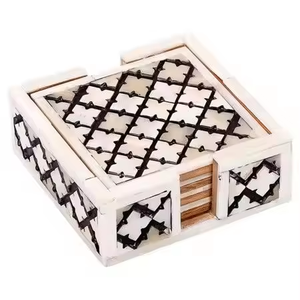 Handcrafted Bone Inlay Tea <b>Coaster</b> Set Decorative <b>Drink</b> <b>Coasters</b> Table Protection Gift - Product Image 6