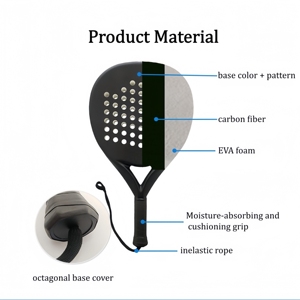 Raqueta de Pádel de Fibra de Carbono 12K18K POWER FORCE, Superficie 3D con Diamantes, Empuñadura de PU, Ligera, Venta al Por Mayor OEM - Product Image 6