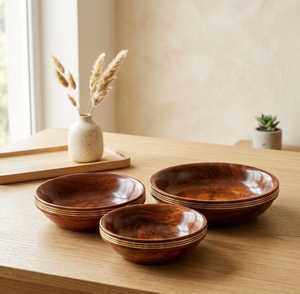 Bol de service artisanal LuxeVista – Bol alimentaire en bois imprimé fait main de qualité supérieure pour des repas élégants, des collations gourmandes, des fruits et la décoration - Product Image 4