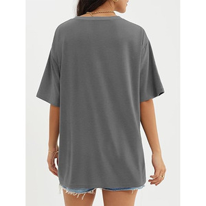 Camiseta de Cuello Redondo Extra Grande para Mujer, Color Sólido, Manga Corta, Corte Holgado, 100% Algodón Jersey, Transpirable, Estilo para Todas las Temporadas - Product Image 2