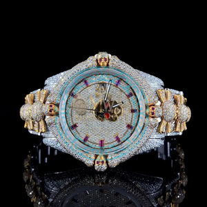 Luxury Moissanite Quartz <b>Watch</b> Stainless Steel Band Round Dial Glass Display Water Resistant Wristwatch Skull Design Wrist <b>Watch</b> - Product Image 1