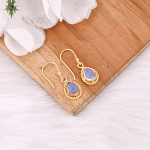 Natural Opalite Pear Shape Gold Plated <b>Hook</b> <b>Earrings</b> For Women - Product Image 2