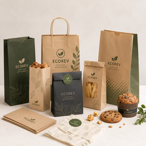 Bolsa de papel kraft impresa personalizada con ventana para envasado de alimentos, reciclable, autoformable, de forma rectangular, con impresión a cuatro colores. - Product Image 5