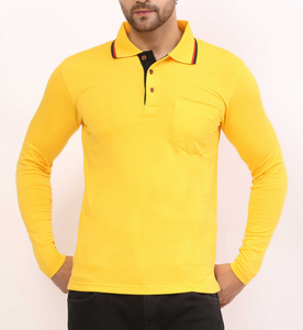 Chemises Polo pour Hommes Piqué 50% Coton/50% Polyester, 220 GSM, Vente en Gros, OEM, Logo Personnalisé, Manches Longues, Coupe Classique, Plaque Contrastante - Product Image 2