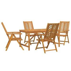 Juego de comedor de jardín de madera maciza de acacia marrón de 5 piezas - Product Image 2