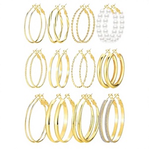 Fashion Jewelry <b>Hoop</b> <b>Earrings</b> Luxury Sliver Plated Quilted Textured Geometric <b>Chunky</b> Round <b>Hoops</b> Hypoallergenic Waterproof - Product Image 4