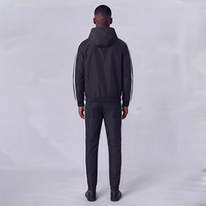 Men's <b>Black</b> Hooded Tracksuit Set 2 Piece <b>Windbreaker</b> Jacket and Pants Sporty Color Blocking Outfit - Product Image 4