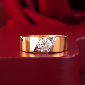 Anillo de Diamante Cultivado en Laboratorio con Corte Esmeralda de 1.03 CT para Hombre, Oro Amarillo de 14K, Engaste de Garras, VVS1 VS2, Anillo de Boda, DEF Solitario - Product Image 1
