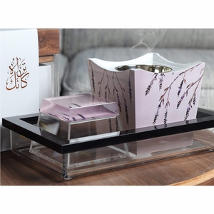 Luxury Acrylic Incense Burner Set Arabic Wooden Mubkhar Bakhoor Burner Holder <b>Box</b> Custom Home Decor <b>Eid</b> <b>Gift</b> Set Mubkhar Set - Product Image 1