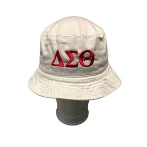 Sombrero de Pescador Clásico de Algodón Blanco Transpirable con Logotipo de Letras Griegas Bordadas, Sombrero para el Sol para Mujer - Product Image 1