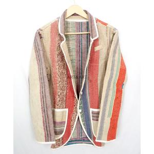 Best Quality <b>Jacket</b> Fitting Holiday Winter Handmade fullSleeve handmade patchwork Kantha <b>Jacket</b> with pockets and <b>mandarin</b> <b>collar</b> - Product Image 5
