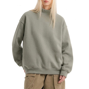 Sweat-shirt personnalisé pour femme à col montant en molleton de coton épais avec patch graphique brodé en chenille, coupe décontractée et finitions soignées - Product Image 6