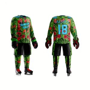 Uniforme de hockey sur glace unisexe en polyester respirant personnalisé par sublimation, vente en gros, uniformes de hockey sur glace vert et noir, maillot de hockey sur glace - Product Image 1