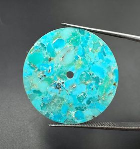 A K Gems Composite Turquoise Watch Dial GMC-1017W 31.50 mm Round One Sided <b>Polished</b> <b>Face</b> - Product Image 4