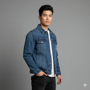 Wholesale <b>Men's</b> Vintage Winter Customizable Denim <b>Jacket</b> <b>Long</b> Sleeve Heavyweight Breathable Windproof 100% Cotton <b>Man</b> <b>Jacket</b> - Product Image 5