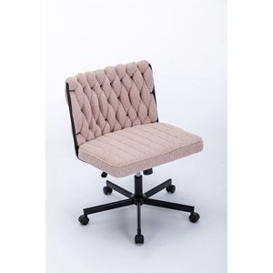 Modern Armless <b>Desk</b> Chair with Criss Cross Leg Wide Seat Home Office Work Meditation Wheels Included for Office Environment - Product Image 2