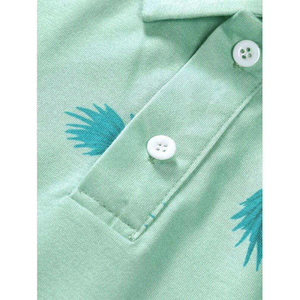 Polo de Manga Corta a Rayas para Hombre, Diseño Casual en Bloques de Color Blanco y Negro, Largo Regular - Product Image 4