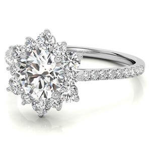 Bague en moissanite taille ronde en argent sterling 925 plaqué or blanc, bague de fiançailles, de mariage, de promesse, bijoux de mariée, cadeau d'anniversaire - Product Image 6