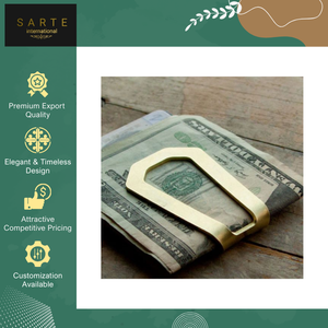 Fournisseur indien vendant des pinces à billets promotionnelles en laiton de luxe, personnalisables, de qualité supérieure, faites à la main, embossées, fines et de qualité supérieure. - Product Image 2