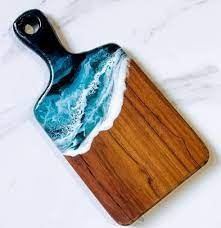 Planche à découper en bois et résine sur mesure, plateau à fromages et charcuteries en résine époxy durable de 2,0 cm d'épaisseur, compatible lave-vaisselle, forme personnalisée - Product Image 2