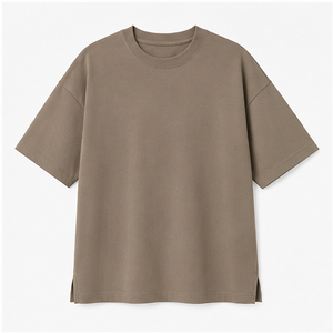 T-shirt ample à manches courtes et col rond en coton brossé personnalisé pour homme MTS-OVR-0026 - Product Image 1