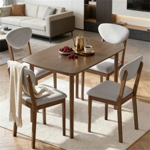 Set da pranzo moderno in 5 pezzi grigio chiaro, tavolo e sedie per cucina e soggiorno - Product Image 1