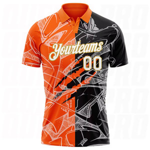 เสื้อโปโลสำหรับกอล์ฟแบบ 3 มิติ สีขาว-ส้ม-ทองโบราณ แบบกำหนดเอง ซับเหงื่อได้ดี เหมาะสำหรับการฝึกซ้อมกอล์ฟและเล่นกีฬา - Product Image 2
