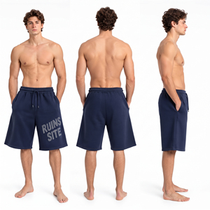 Custom Rhinestone Printed <b>Baggy</b> Sweat <b>Shorts</b> <b>Men</b> Oversized Streetwear Fleece <b>Shorts</b> Drawstring Waist <b>Men</b> Knee Length Sweat <b>Short</b> - Product Image 5