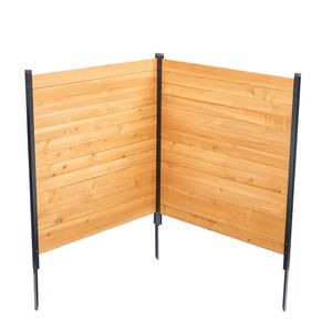 Paravent de jardin en bois massif 38'' x 42'' à 2 panneaux avec piquets métalliques faciles à installer pour équipement de piscine - Product Image 1