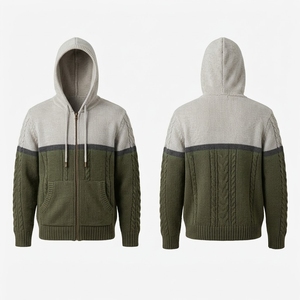 Wholesale Winter Warm Knitted 100% Cotton <b>Waterproof</b> Pocket Hoodie Heavyweight Fleece Lined Drop Shoulder Regular Fit Hoodies - Product Image 4