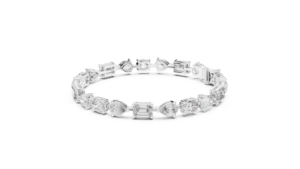 10K White Gold Multi Shape Diamond <b>Bracelet</b> Oval Pear Emerald 21 Stones Luxury Sparkle Wedding Party Fine Jewelry Gift - Product Image 2