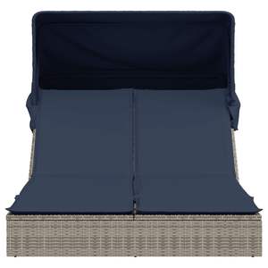 Tumbona Doble con Toldo de Poliratán Gris y Cojines - Product Image 3