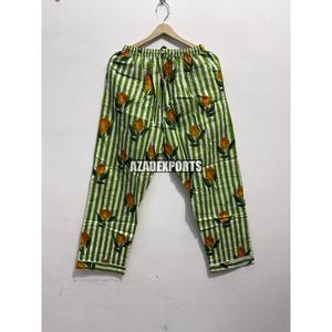 Conjunto de pijama de estilo romántico térmico de algodón con estampado de limones y rayas verdes para mujer, ropa de dormir de manga larga con cintura elástica y largo completo - Product Image 5