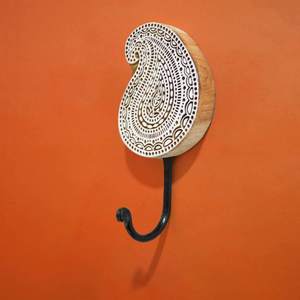 Wooden Block Print <b>Key</b> Holder with <b>Hooks</b> for <b>Wall</b> Decorative <b>Wall</b> Mounted <b>Key</b> Chain Holder for Home Decor - Product Image 4