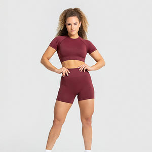 Haut court de sport pour femme 2026, coupe ajustée, col en V, 100 % coton, séchage rapide, idéal pour la course et l'entraînement estival - Product Image 3