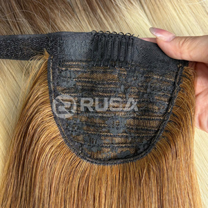 Extensions de cheveux queue de cheval tendance pour l'été, cheveux humains vierges vietnamiens, texture lisse et soyeuse, couleur brune - Product Image 1