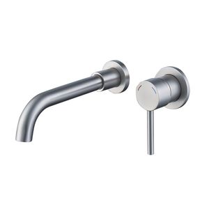 Rubinetto da Parete per Bagno e Doccia in Nichel Spazzolato con Maniglia Singola, Valvola in Ottone a 2 Fori per Lavabo o Vasca - Product Image 1