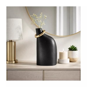 Jarrón de Mesa Moderno de Metal Negro Element Vessel, Diseño Minimalista, Decoración Hecha a Mano, 13.8 H - Product Image 4
