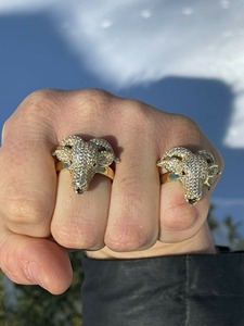 <b>Iced</b> Out GOAT Hip Hop <b>Ring</b> for Men 14k Yellow Gold Plated 925 Sterling Silver Moissanite Diamond Bling Statement Jewelry - Product Image 2